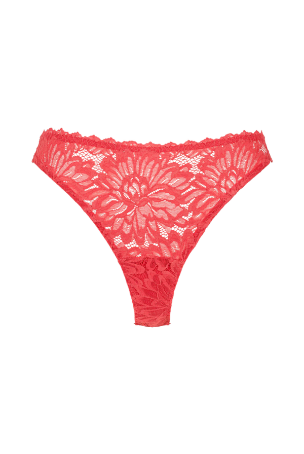 Tanga rouge dentelle femme sexy lingerie écoresponsable